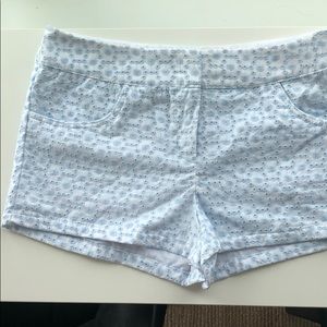 White & baby blue shorts